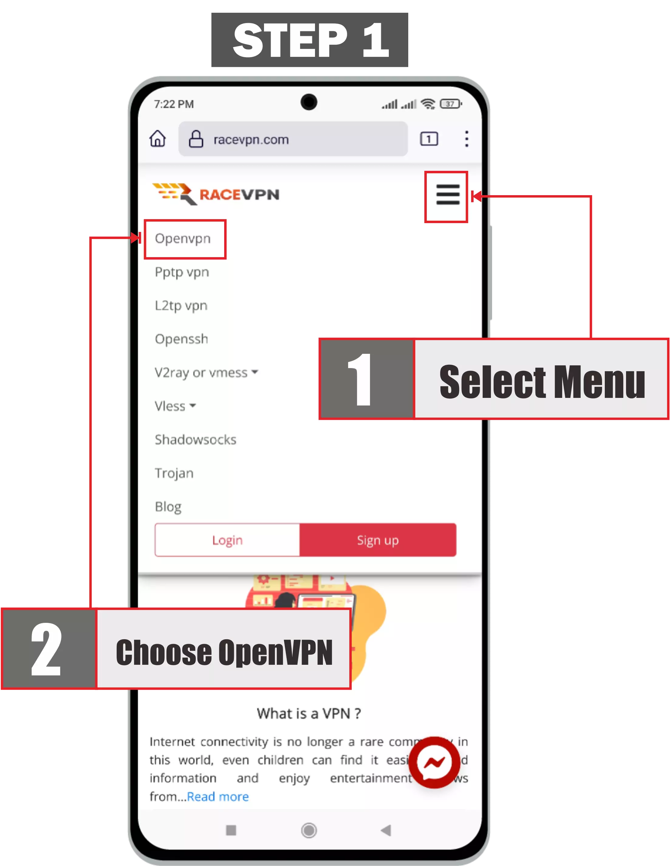 The first step is how to use openvpn on android