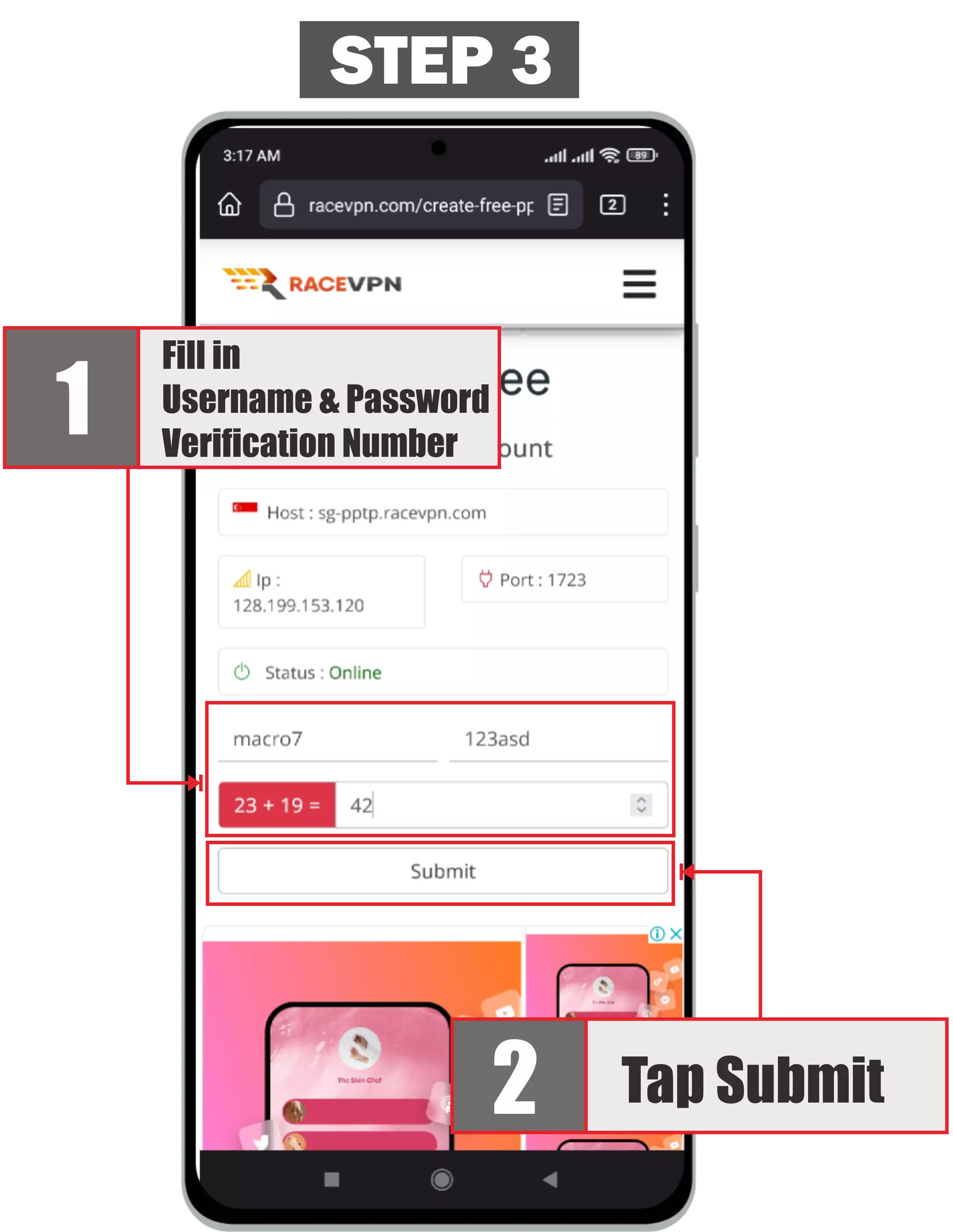 The third step is how to use pptp vpn on android