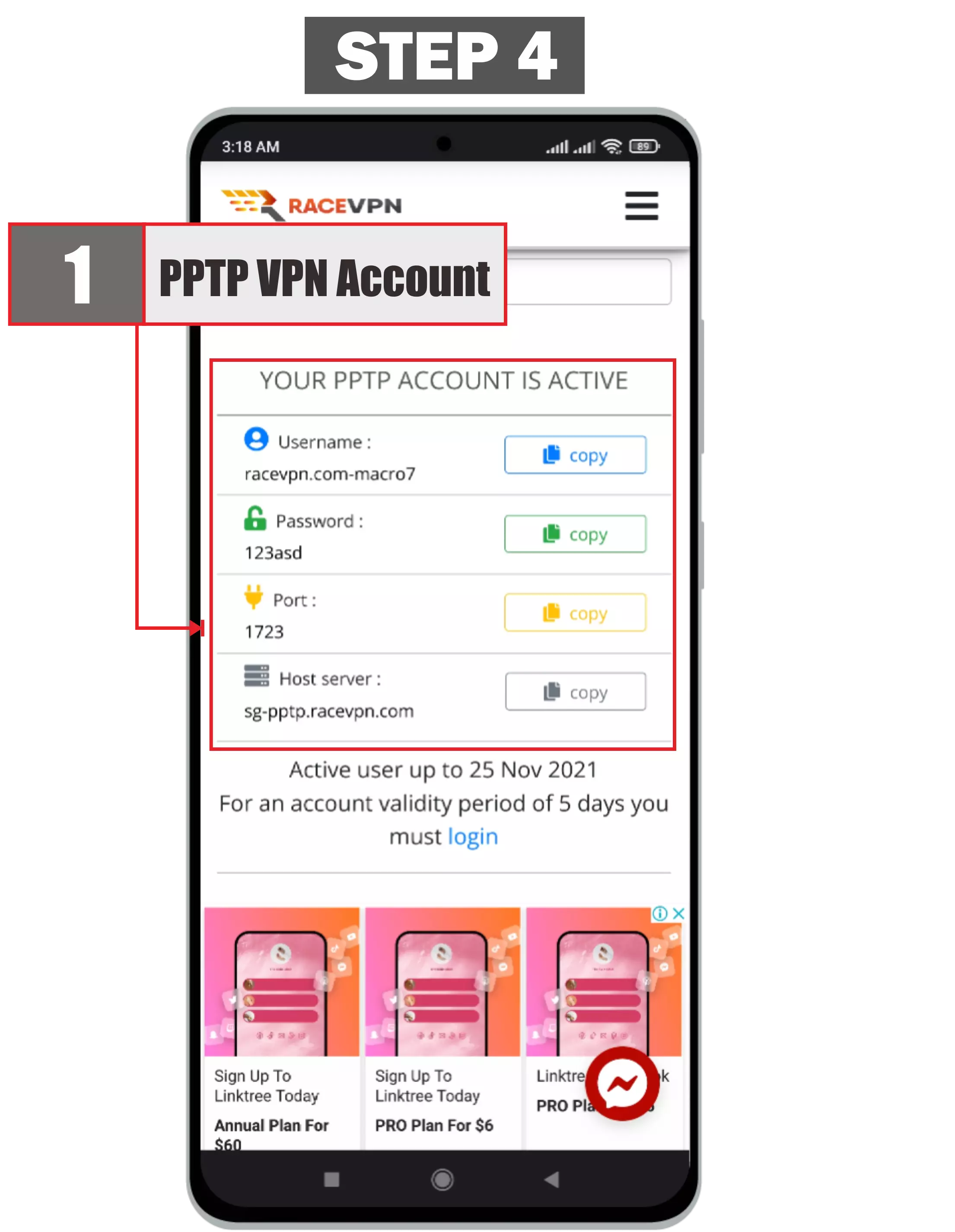 The fourth step is how to use pptp vpn on android