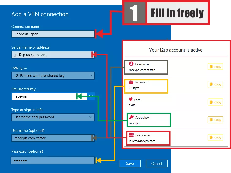 Save the VPN Profile - L2TP VPN on Windows
