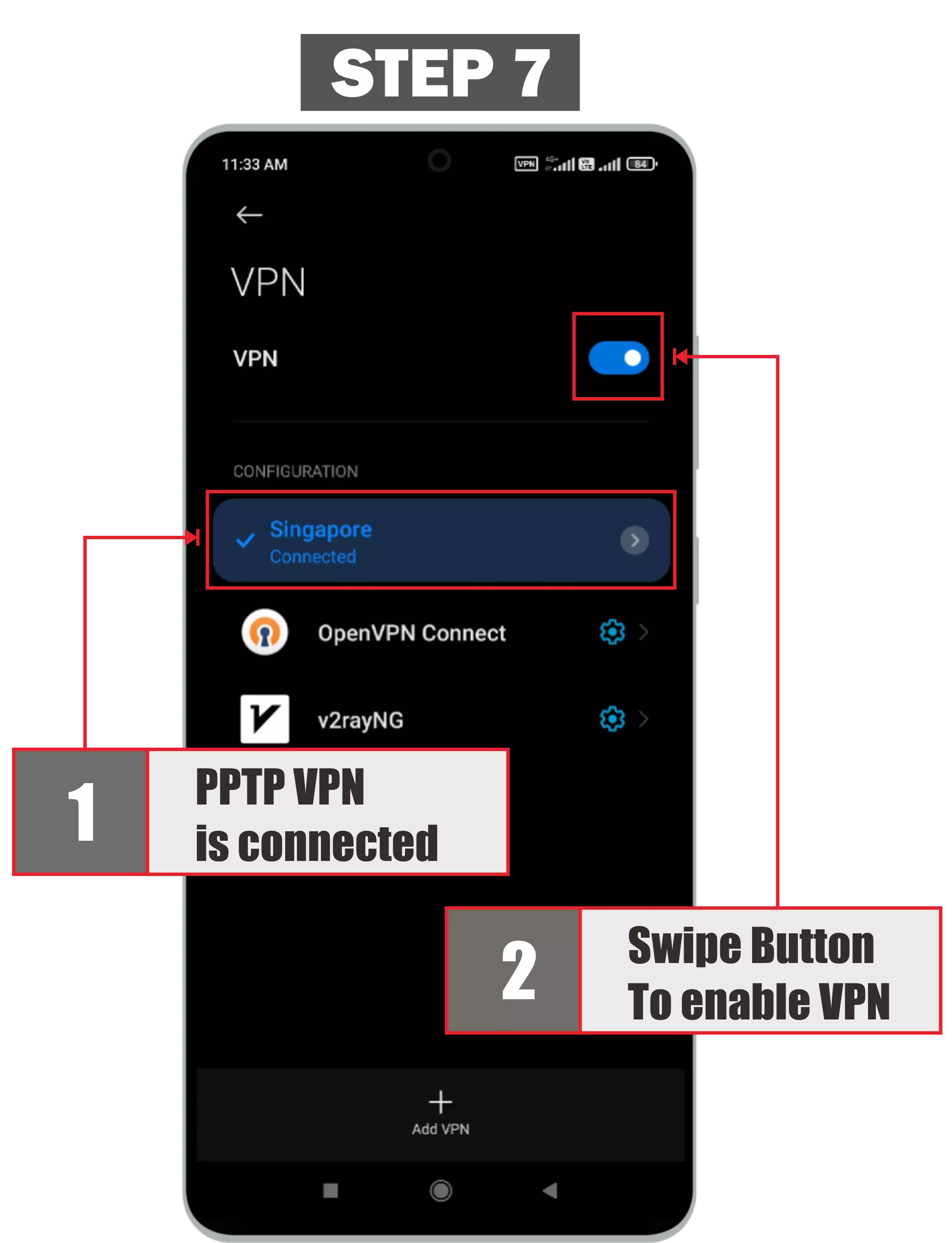 Confirm the VPN Connection - PPTP VPN on Android
