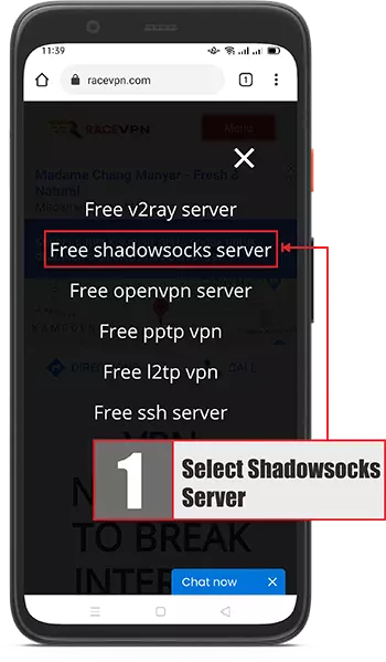 Create a RaceVPN Account - Shadowsocks WebSocket on Android