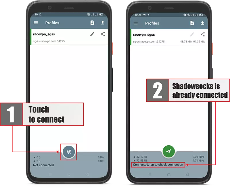 Test the Connection - Shadowsocks WebSocket on Android